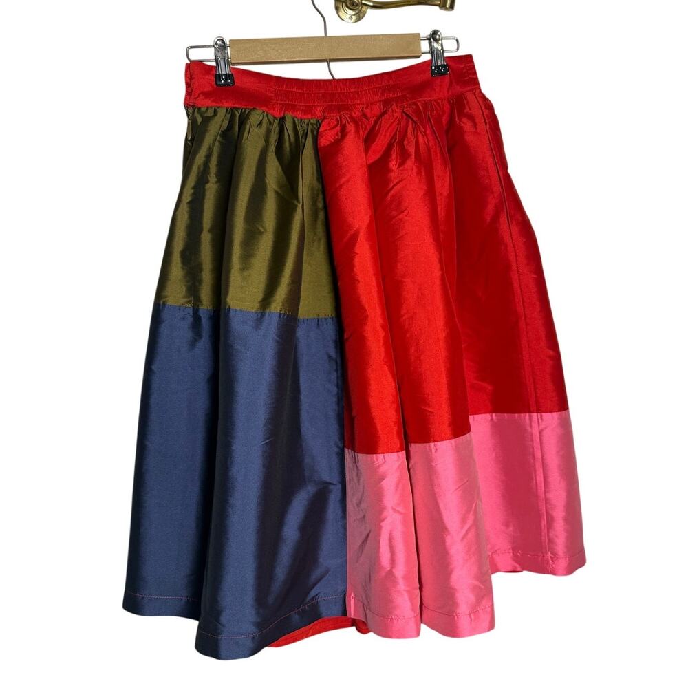 Frances Valentine Barbara Gathered Colorblock Midi Skirt Women’s Sz. S - Picture 6 of 11